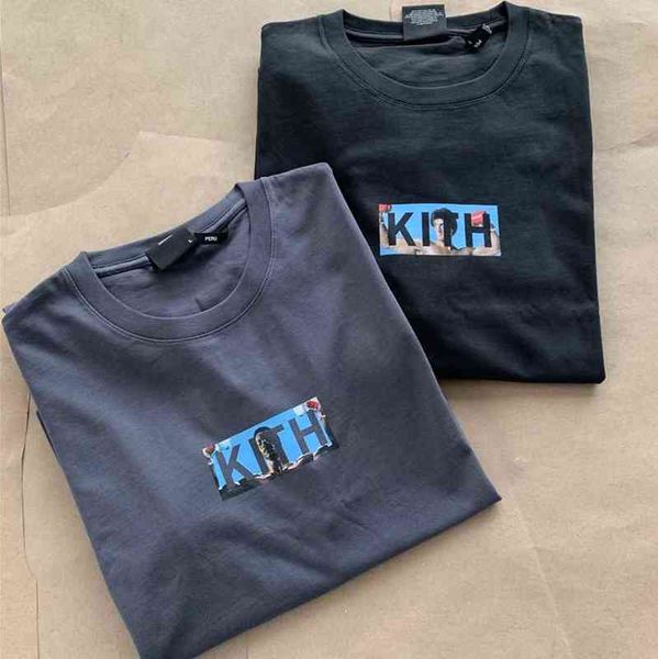 

men women quality t shirt washed heavy fabric ee box rocky kith, White;black