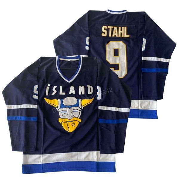 Nikivip Custom Mighty Ducks Stahl #9 Eishockey-Trikots, Island-Trikot, Herren-Stickerei, Blau, beliebiger Name oder Nummer