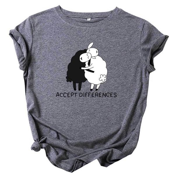

jcgo summer women t shirts 100% cotton cute hug sheep print o-neck short sleeves female graphic tshirts fashion casual tees 220511, White