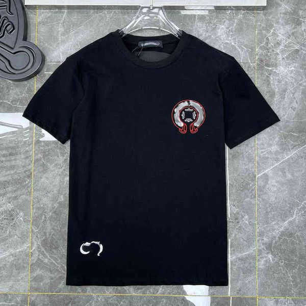 

classic luxury mens t shirts ch brand fashion men sanskrit letter t-shirt horseshoe cross designer tshirts man hip hop sweater summer loose, White;black