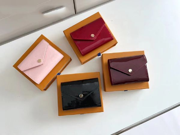 

women purse starlight with box designer fashion genuine leather all-match ladies single zipper classic purses patent leather wallets womens, Red;black