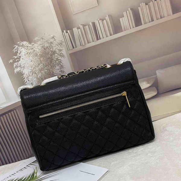 

summer 2022 new luxury leather chain flap one shoulder crossbody bag large caviar chip tote