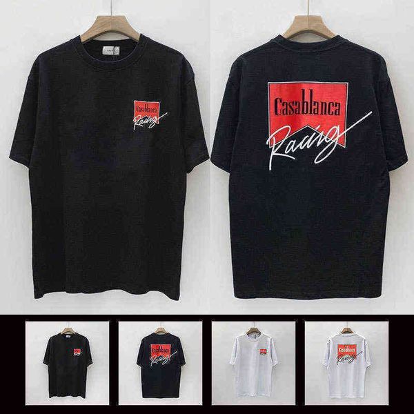 

2022 spring and summer new t shirt rhude art signature silicone print tee men women loose casual cool design youth style t-shirt gym4, White;black