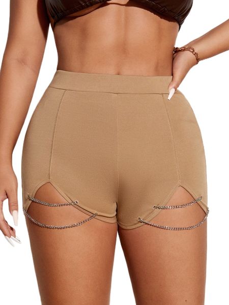 

sxy chain detail asymmetrical hem shorts 74iw#, White;black