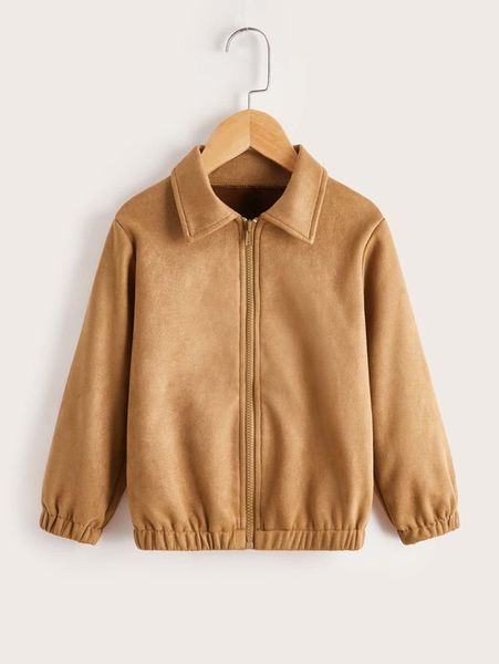 

toddler boys elastic hem zipper suede jacket she, Blue;gray