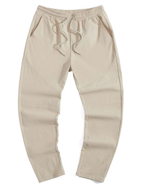 

men drawstring waist tapered pants u9pn#, Black