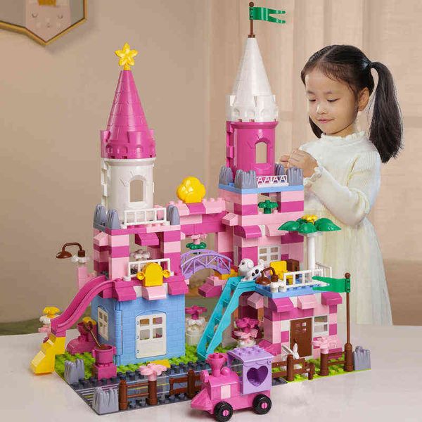 Blocchi Princess Castle Friends City House Fantasy Garden Villa Model Building Builds Builds Kit Fai da te Bricks Creative Educational Toys for Girls T230103
