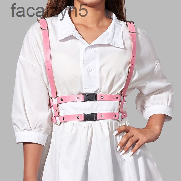 

belts designer beltgothic punk pink strap pu leather belt chest body f3hn2020, Black;brown