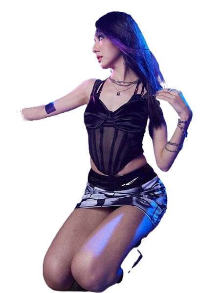 

romwe cyber luvr solid contrast mesh cami j6w2#, White