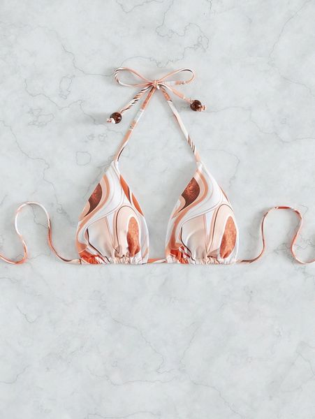 

allover print halter triangle bikini l6pp#, White;black