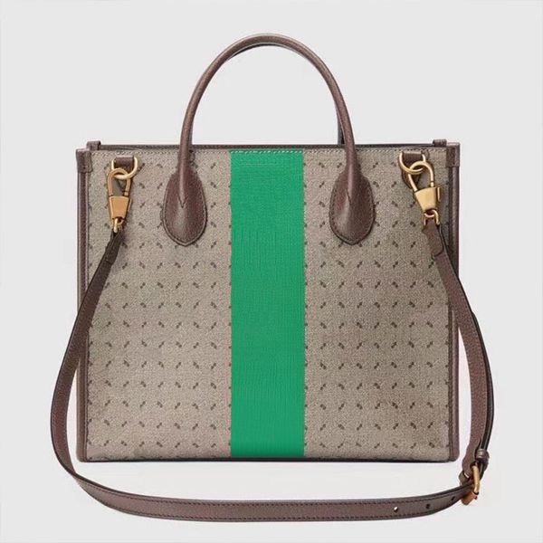 

31cm canvas leather tote bags tiger handbags shopping bags red green stripe letter printing crossbody bag totes purse wallets removable shou