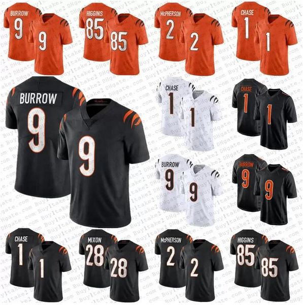 

football jerseys cincinnati''bengals''5 tee higgins 9 joe burrow 1 ja'marr chase 94 sam hubbard 2 evan mcpherson 28, Black;red
