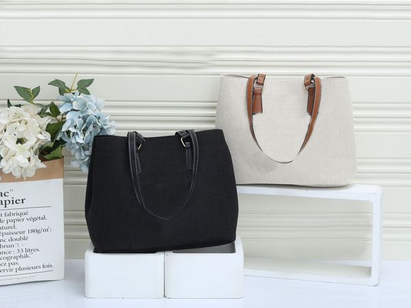 

tz fashion shopping bag canvas bags ins portable one-shoulder tote large capacity beach bag holiday mummy for wome white and black handbags