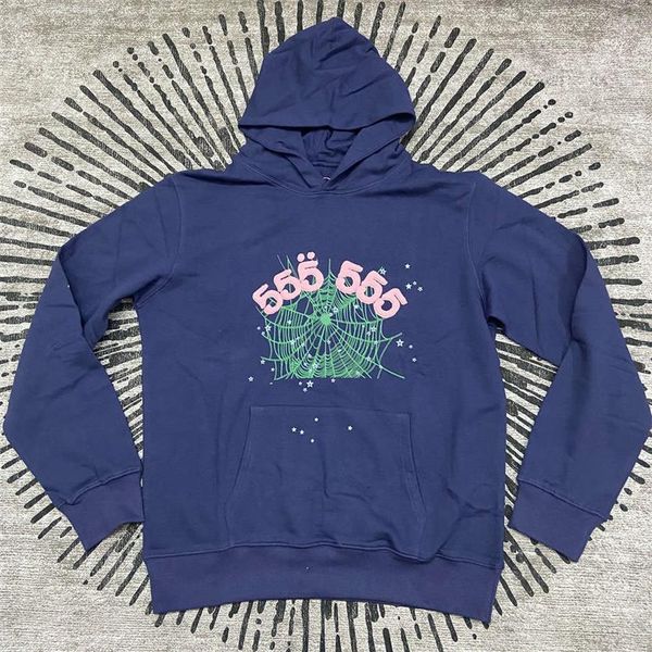 

young thug 555555 spider web print women's sweatshirts oversized hoodi206v, Black