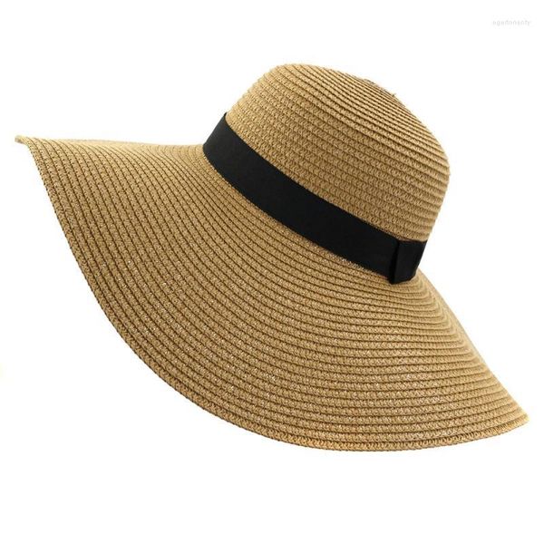 Шляпы широких краев ht3620 Fashion Hat Women Женщины весна лето Sun Ladies Black Band Travel Beach Cap