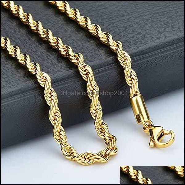 

chains hip hop 18k gold plated stainless steel m twisted chain womens choker necklace for men hiphop jewelry gift drop del ffshop2001 dhyyg, Silver