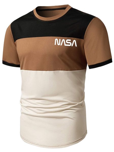 

men letter graphic colorblock tee 27ot#, White;black