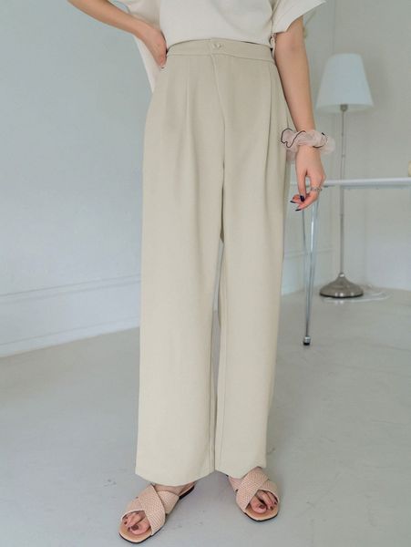 

dazy plicated detail wide leg pants 122i#, Black;white