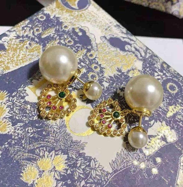 

asymmetric earrings pearl size tassel earrings female, Golden