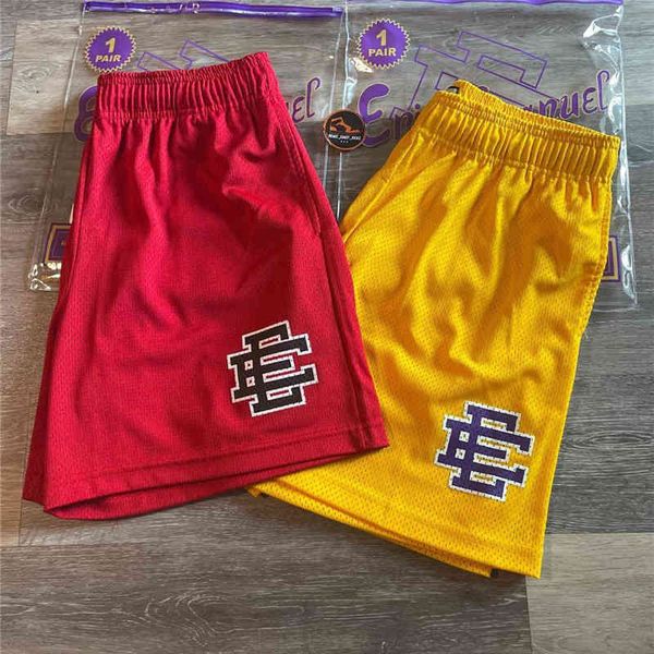 

eric emanuel luxury men's shorts brand ee classic basic new york city skyline casual women fitness sports pants workout mesh breathable, White;black