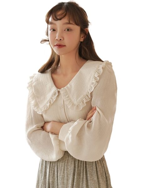 

dazy 1pc peter pan collar button front blouse f5q7#, White