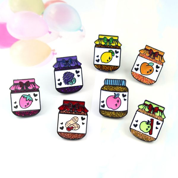 

sealed fruit shape glass can brooch various flavor style candy cans fashion creative enamel brooch children's gift jewelry, Blue