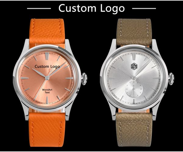 

mens dress watch 38mm sunray salmon dial ronda 715/6004 quartz movement vintage simple watches 5 bar leather strap, Slivery;brown