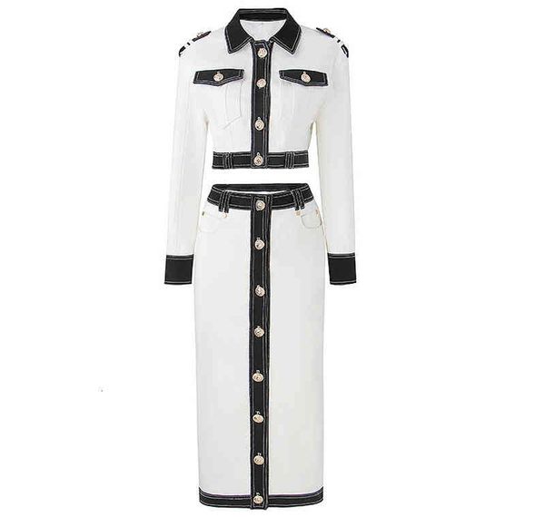 

two piece dress style slim skirt + high-quality short hip, White