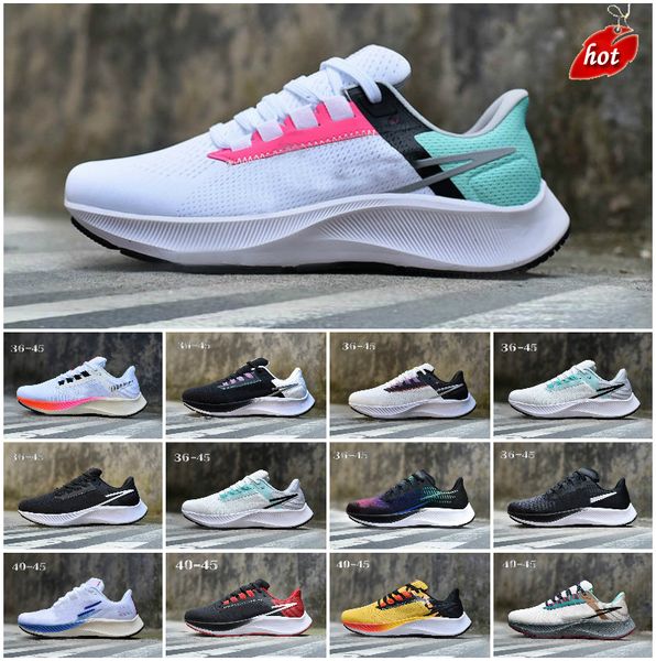 

2022 zoom pegasus 37 be true running shoes mens women zm flyease 38 triple white midnight black navy chlorine blue ribbon green