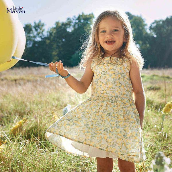 

little maven 2022 sleeveless summer dress cotton baby girls casual clothes new fashion lovely for kids 2-7 year g220506, Red;yellow