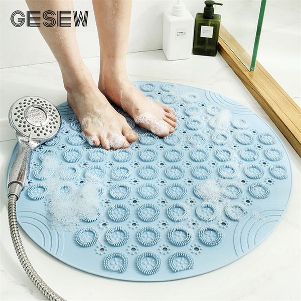 Gesew Banheiro Segurança Chuveiro Redondo Anti-Slip Mat PVC Massagem Plástica Piso Tapete Dreno Ventoso Copa 220401