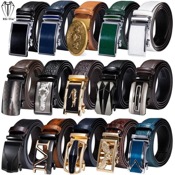

brand mens belts black brown blue white green leather straps automatic buckles waistband for men dress jeans casual formal 220411