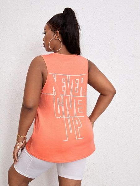 

plus softness slogan graphic sports tank 92rf#, Black