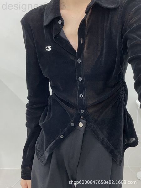 

women's polos designer ce home black bottomed shirt autumn and winter style temperament is thin, with age reducing straight tube velvet, White