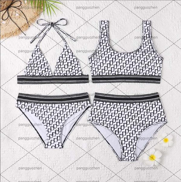 

summer women print bikini set push-up swimwear padded thin bandage women two-piece swimsuits outdoor beach travel bathing suit high quality, White;black