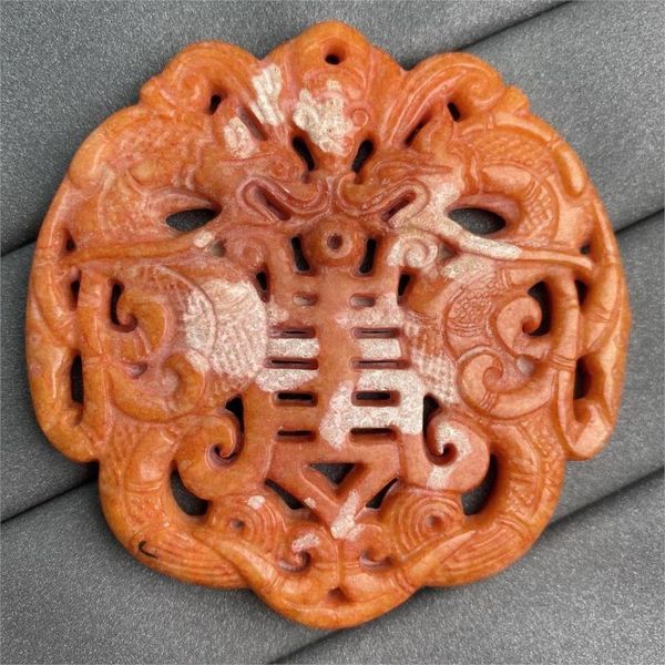 Colares pendentes 1pcs chinês antigo jade natural estátua esculpida à mão Tradicional antigo padrão vintage charme Diy colar presente diário jóia