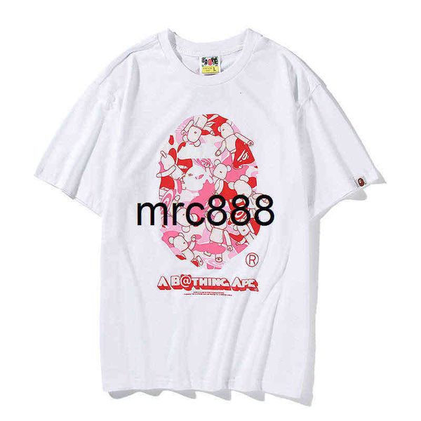 

spring 22 japanese ape head violence bear co branded camouflage luminous short sleeve t-shirt for men and women, White;black