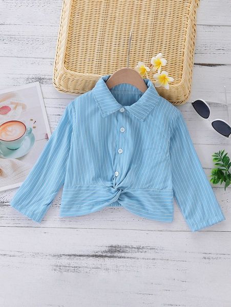 

toddler girls striped twist hem blouse she, White;black