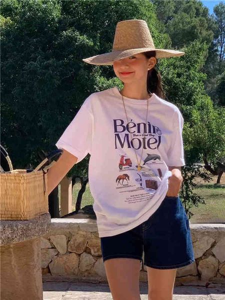 

women's t-shirt pre s summer south korea dongdamen feve same casual funny letter printed loose short sleeve t-shirt 1r2r, White