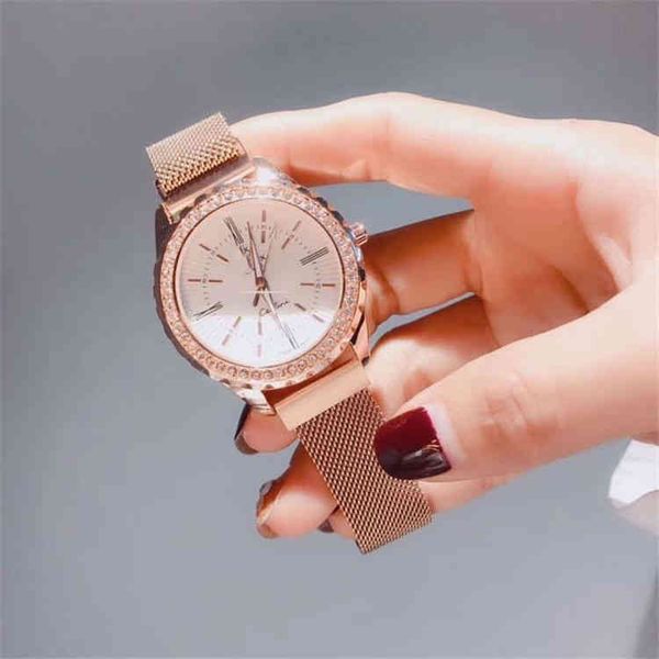 

x luxury e r watches wristwatch o designer trendy l brand women's alloy with leisure temperament diamond inlaid trendy banquet watch, Slivery;brown