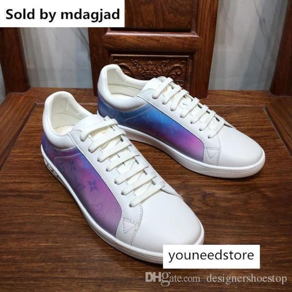 

shoes lastest rivoli sneakers famous magic rainbow color printing leather low up flat sneakers lace up casual