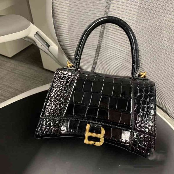 

pbalengiagaa paris family hourglass bag women's new french high sense handbag vintage crocodile pattern single shoulder messenger fashi