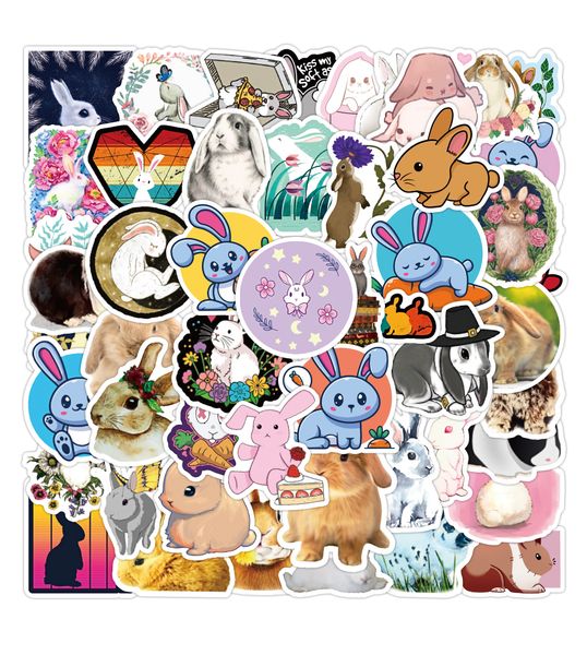 

50pcs kawaii rabbit graffiti animals cute stickers for kids toys stationery water bottle car decals phone case lapluggage tire notebook