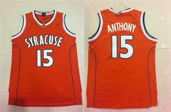 

15 camerlo anthony jersey college ncaa men syracuse orange basketball jerseys for sport fans embroidery black white, Black;red