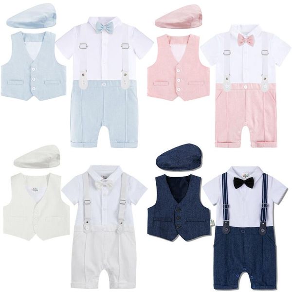 Kleidungssets für geborene Jungen, Set für Babys, Taufe, Strampler, Säugling, Hochzeit, Geburtstag, Party, formelle Overalls, Gentleman-Kostüme