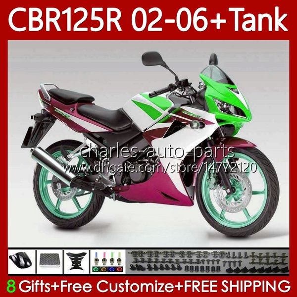 +Tankabdeckung für HONDA CBR-125 CBR 125 R CC 125R 2002–2006 Karosserie rot grün 124Nr