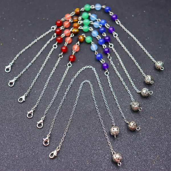 7 Chakra Stone Beads Chain Charms Hollow out Bead Lobster Clasp Accessori per ciondoli a pendolo