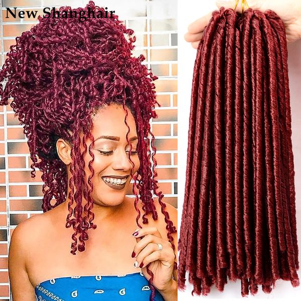 

faux locs synthetic crochet hair braids 14 inch soft dreadlocks braiding hair extension 30 strands/pack knotless hook dreads bs07, Black