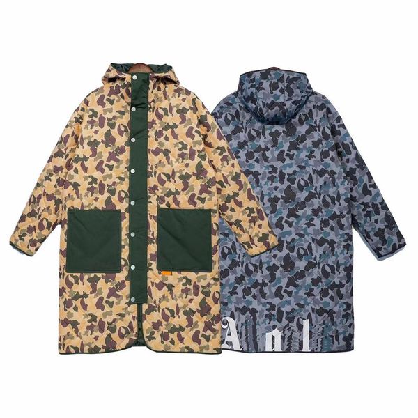 

men s plus size outerwear coats senior designer european and american fashion desert camouflage long windbreaker hooded jacket loose cotton-, Black;brown