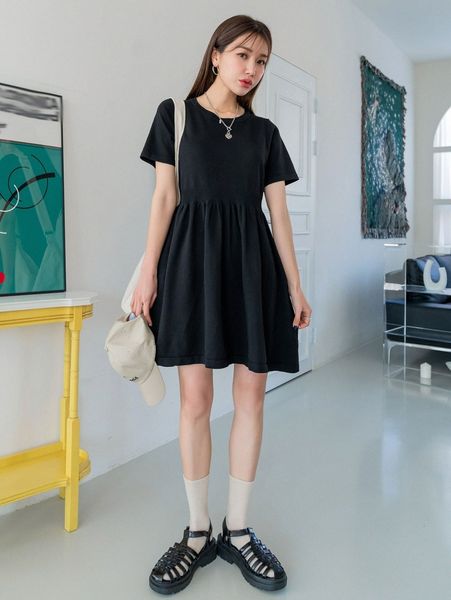 

dazy solid smock sweater dress o5pg#, White;black